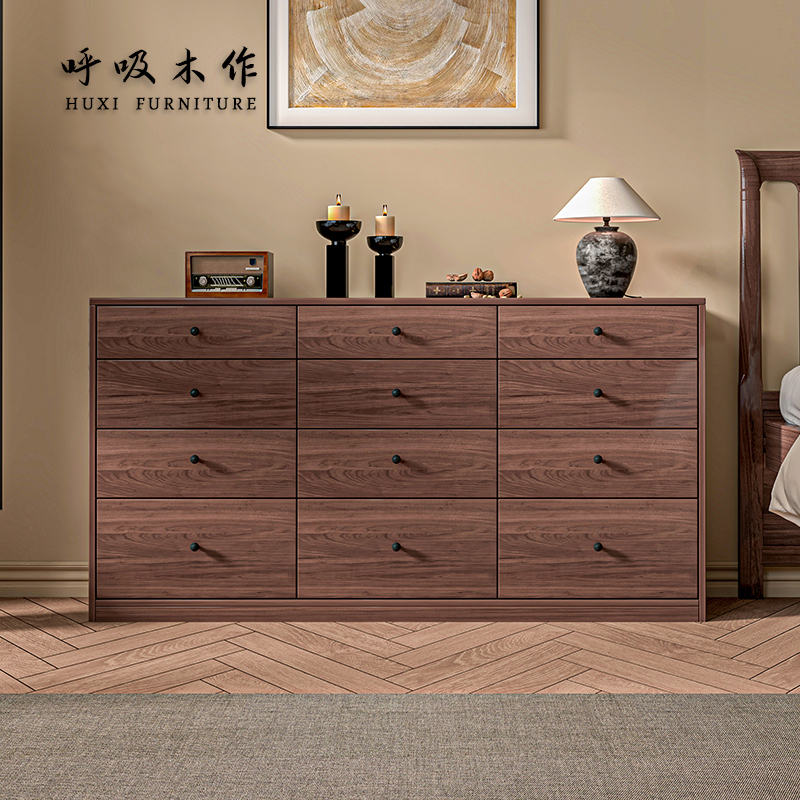 中古风实木斗柜大小抽多层矮柜