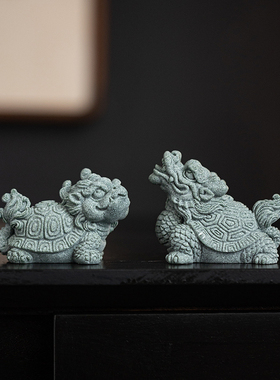 青砂石金钱小龙龟茶宠茶玩创意假山鱼缸造景园艺桌面装饰