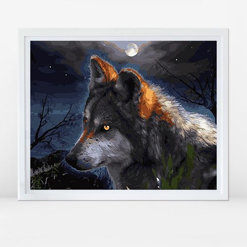 佳彩天颜 数字油彩画diy油画手绘填色画客厅装饰画数字填色动物狼