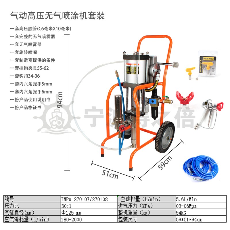 IMPA270107/08气动高压无气喷涂机高压喷涂机喷漆机防腐环氧油漆