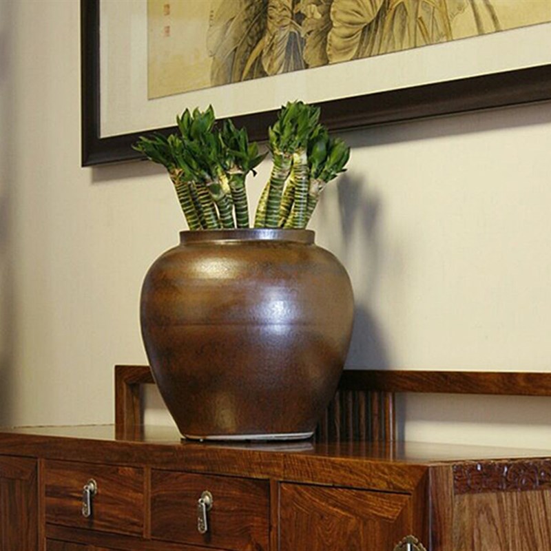 景观陶瓷罐复古中式大小号水缸插干花瓶客厅庭院花盆软装饰品