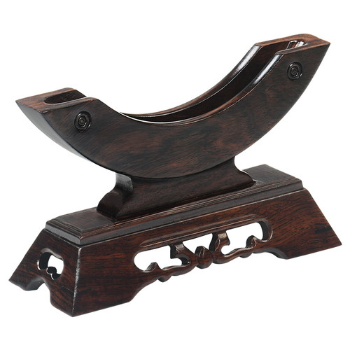 实木平安扣底座托架黑檀木茶饼圆形玉石瓷盘玉片玉壁展示支架