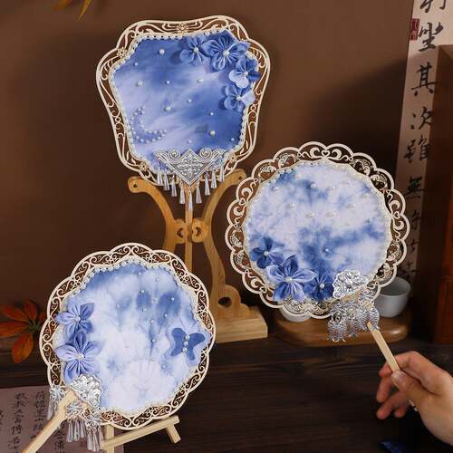 儿童节手工扎染扇子diy苗银幼儿园儿童材料包团扇沙龙活动礼物
