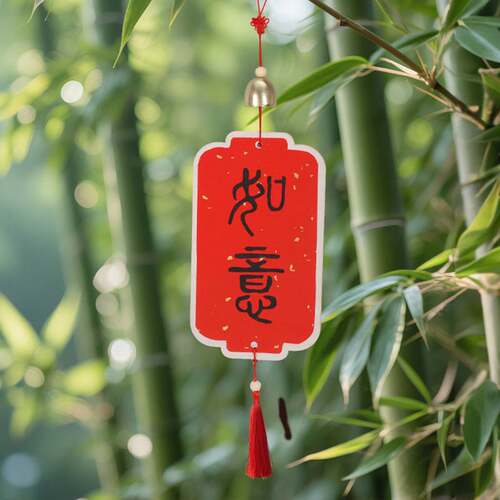 新中式拓印风铃手工diy木质挂件材料包亲子团建活动春节福字挂饰