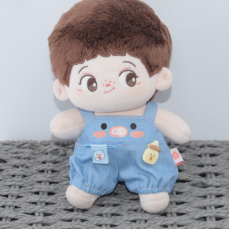 20cm10厘米无属性棉花娃娃牛仔背带裤萌猪可爱公仔换装服装配饰