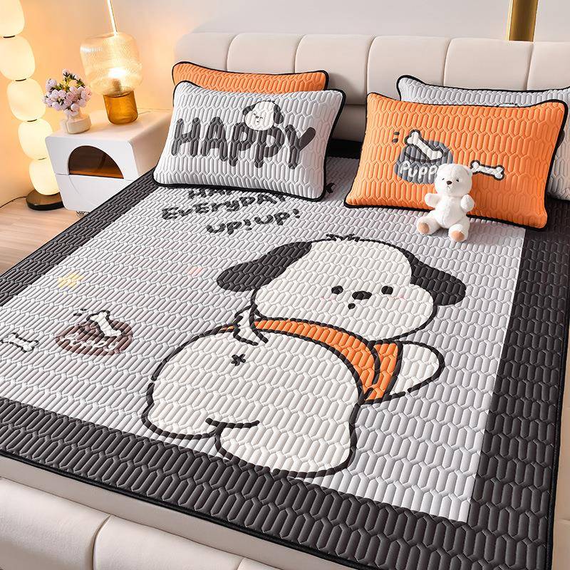 夏季冰丝乳胶凉席三件套床单款空调软席子学生宿舍可水洗家用凉席