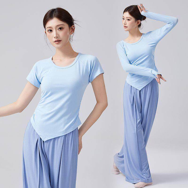 练功服上衣现代舞套装圆领长袖女中国舞古典舞新款形体艺考舞蹈裤