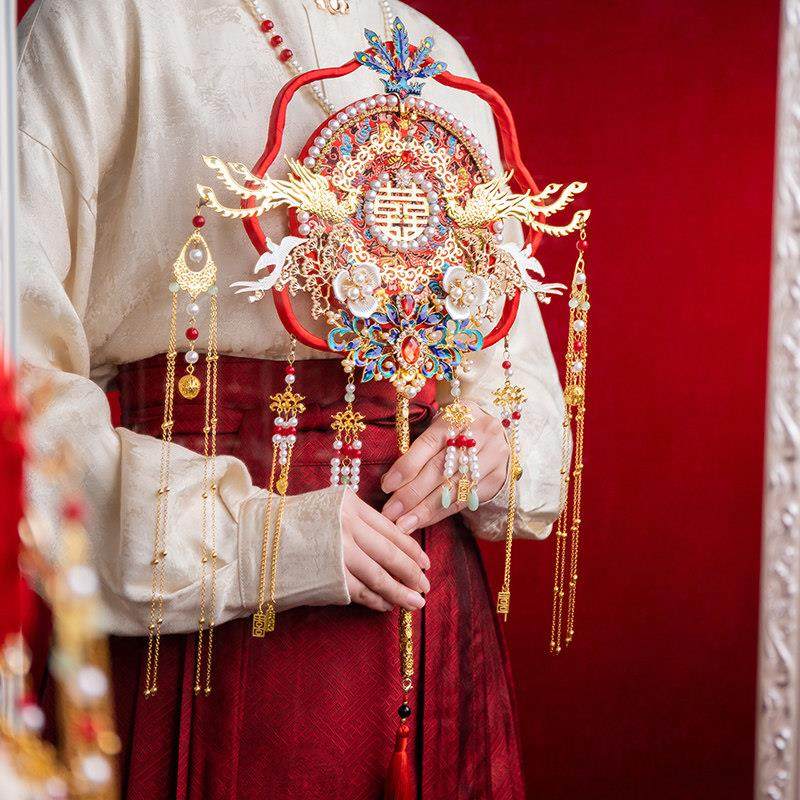 新娘结婚团扇搭配秀禾服出嫁手工喜扇diy材料包中式古风成品扇子,家居饰品,工艺扇/团扇/喜扇/折扇,淘宝优惠券,粉丝福利购,淘宝优惠卷