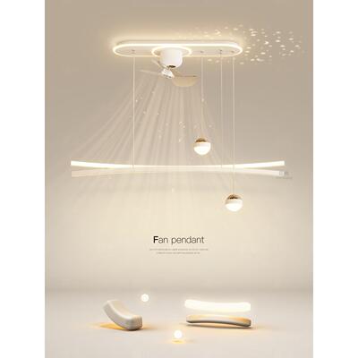 创意餐厅风扇灯简约现代led投影吊灯客厅主卧室吧台餐桌房间灯具