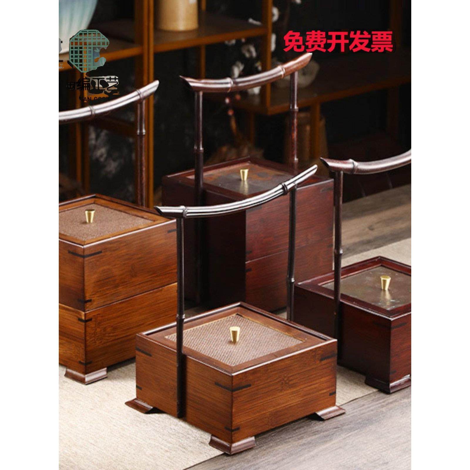 竹制食盒多层手提盒茶具收纳筐野餐篮干果盒竹编盒年货礼盒收纳盒
