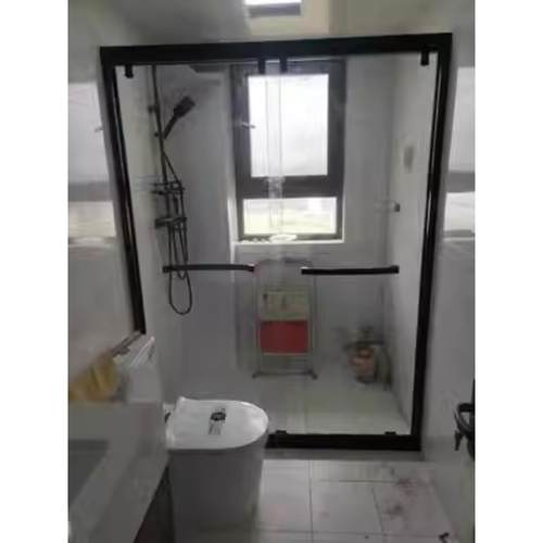 定制一字型钢化玻璃淋浴房简易洗澡房淋浴隔断移门屏风干湿