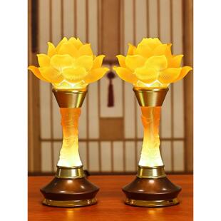 Led彷釉面荷花灯佛灯家用佛坛展示灯彩色大黄灯插件对