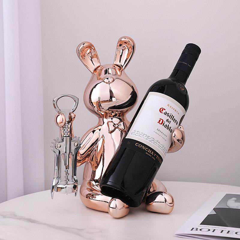 电镀兔子红酒架摆件轻奢高档酒柜装饰品葡萄酒托电视柜玄关摆设,家居饰品,装饰摆件,淘宝优惠券,粉丝福利购,淘宝优惠卷