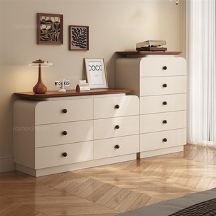 三梦中古风实木五斗柜客r厅靠墙八斗抽屉柜卧室床尾收纳置物边柜