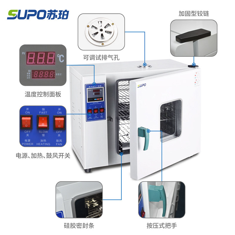 苏珀电热恒温鼓风干燥箱实验室试验高温小型烤箱烘箱工业烤箱特殊,家装灯饰光源,灯具配件,淘宝优惠券,粉丝福利购,淘宝优惠卷