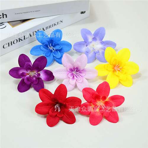 仿真兰花头人造花绢布兰花酒店餐饮装饰簪花伴手礼盒插花diy假花