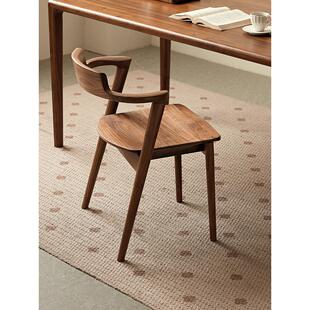 纳维亚简约家庭餐 斯堪 北美进口全实木餐椅 黑胡桃创意餐桌椅