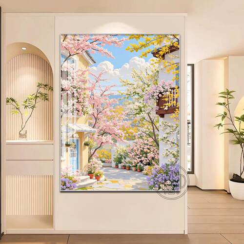 手工dy钻石钻画2i0繁花满屋26新款治愈系风颜景高值点钻画客厅方