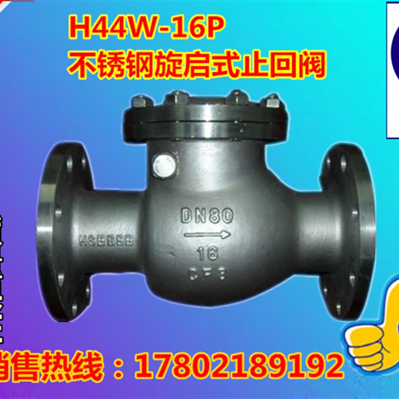 H44W16P/25P 304不锈钢旋启式法兰止回阀管道单向逆止阀DN15200