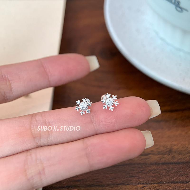 素泊集「雪花」耳钉纯银999
