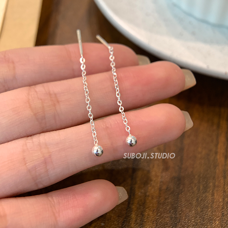 素泊集「圆珠」耳线纯银999