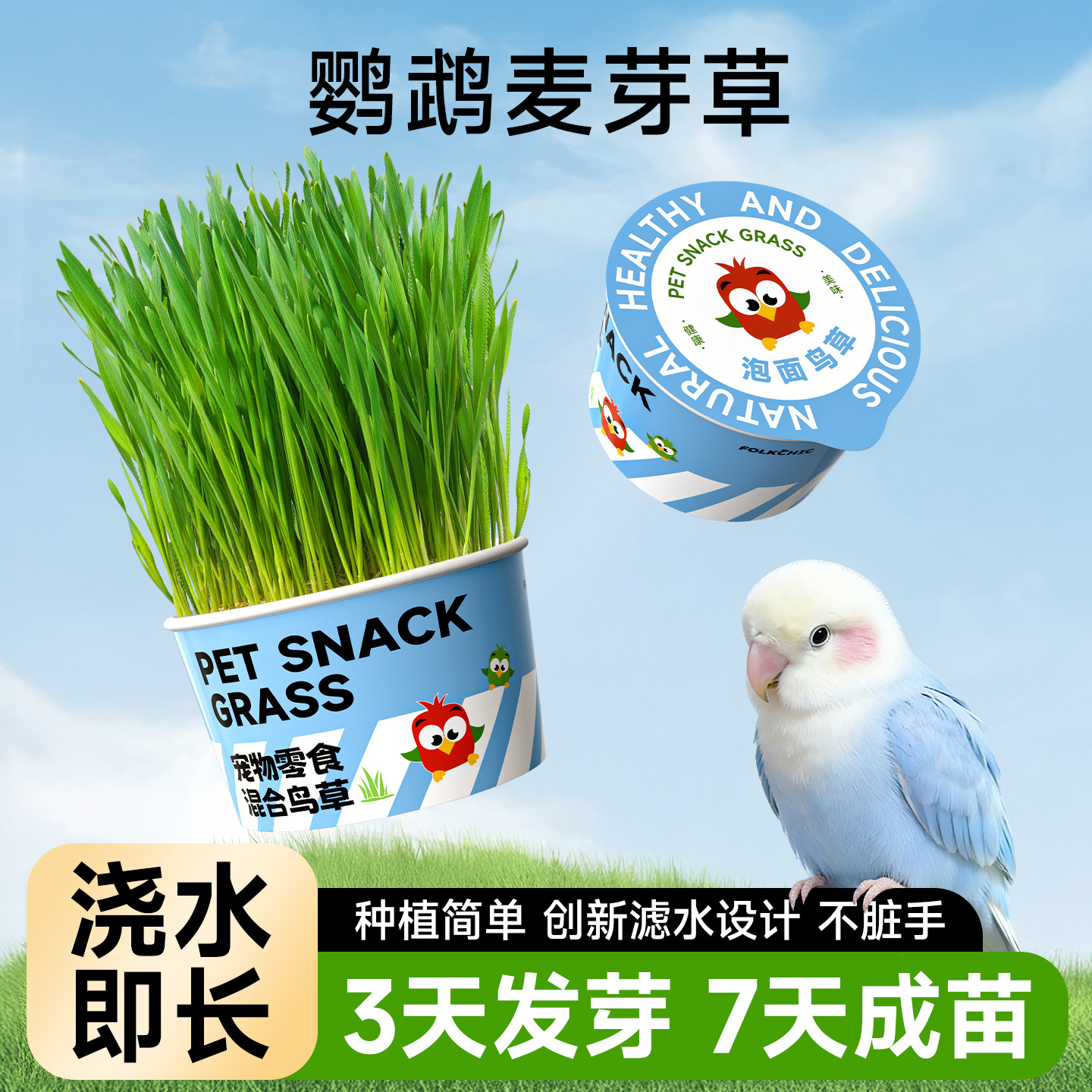 鹦鹉麦芽草粮水培啃咬饲料食用鸟草零食虎皮牡丹八哥小太阳促消化
