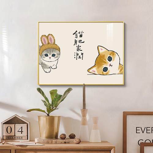 表饭箱装饰画现代约风新款简强弱电闸厅电遮挡家用配电箱猫咪JIAN