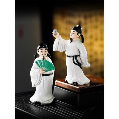 变色诗古代人物茶宠摆感件MEW茶茶道茶桌装饰品高级玩小众唐代仙
