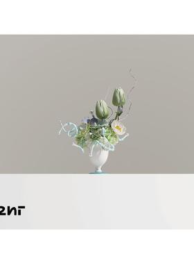 现代花清新陶房瓷花器仿真艺含春 HTL154样板区间游乐儿童摆件