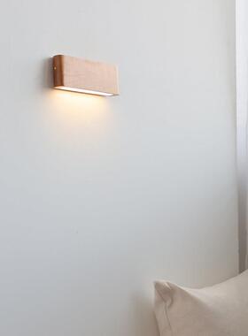 极简樱桃床木壁灯日32770式室头客厅背景墙卧设计师条木质全光长