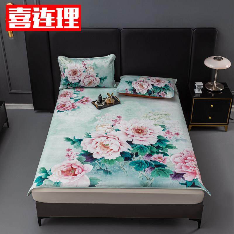 喜连头理层牛皮凉席 天然彩绘加厚水牛42525皮真皮凉席套子三件软