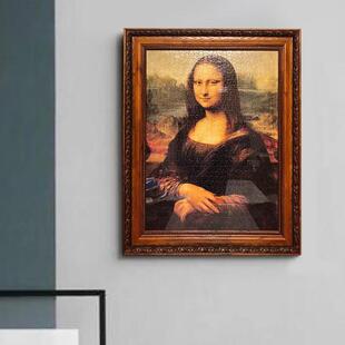 框100片拼图欧式古典画 画框定制拼585咖啡图架覆古拼图相框0纹理