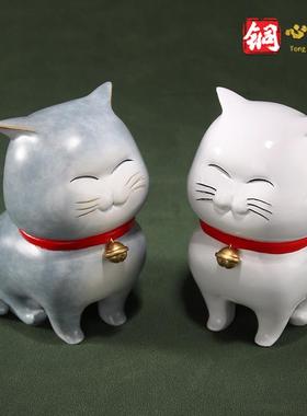 《黄铜猫咪摆件来福20507》厅书房桌面装饰品治愈艺系客生日礼品