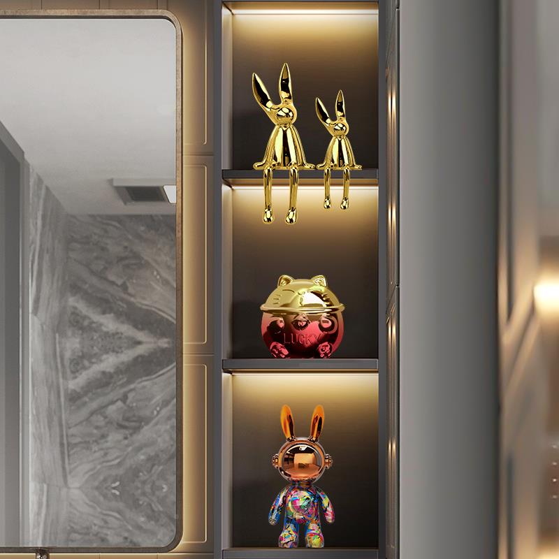 柜高级感小众兔子落地摆红酒架设酒柜客厅子酒件店前台G0110软装