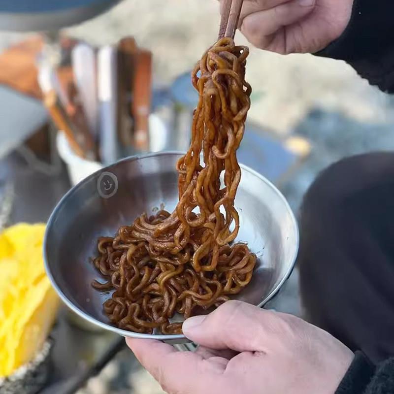 MNL笑脸0不锈钢餐盘饭碗家用韩式餐具10件套餐可携式43户外用具盘