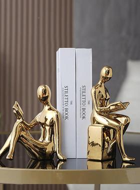 现奢极简电镀人物NZ0015抽象书档银摆件酒代柜书房办公室样板房装