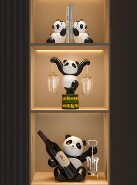 熊猫酒架红摆现件高级感客厅约SJ83代酒柜餐边简柜装饰品乔迁新居