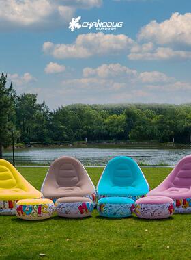 户外充沙气便携式野营风格网红加椅CTE厚植绒豆袋卧室家庭休闲折