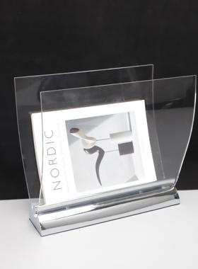 欧简约金志属亚克力杂架件样板间家居客厅书房桌面收纳C1057北装