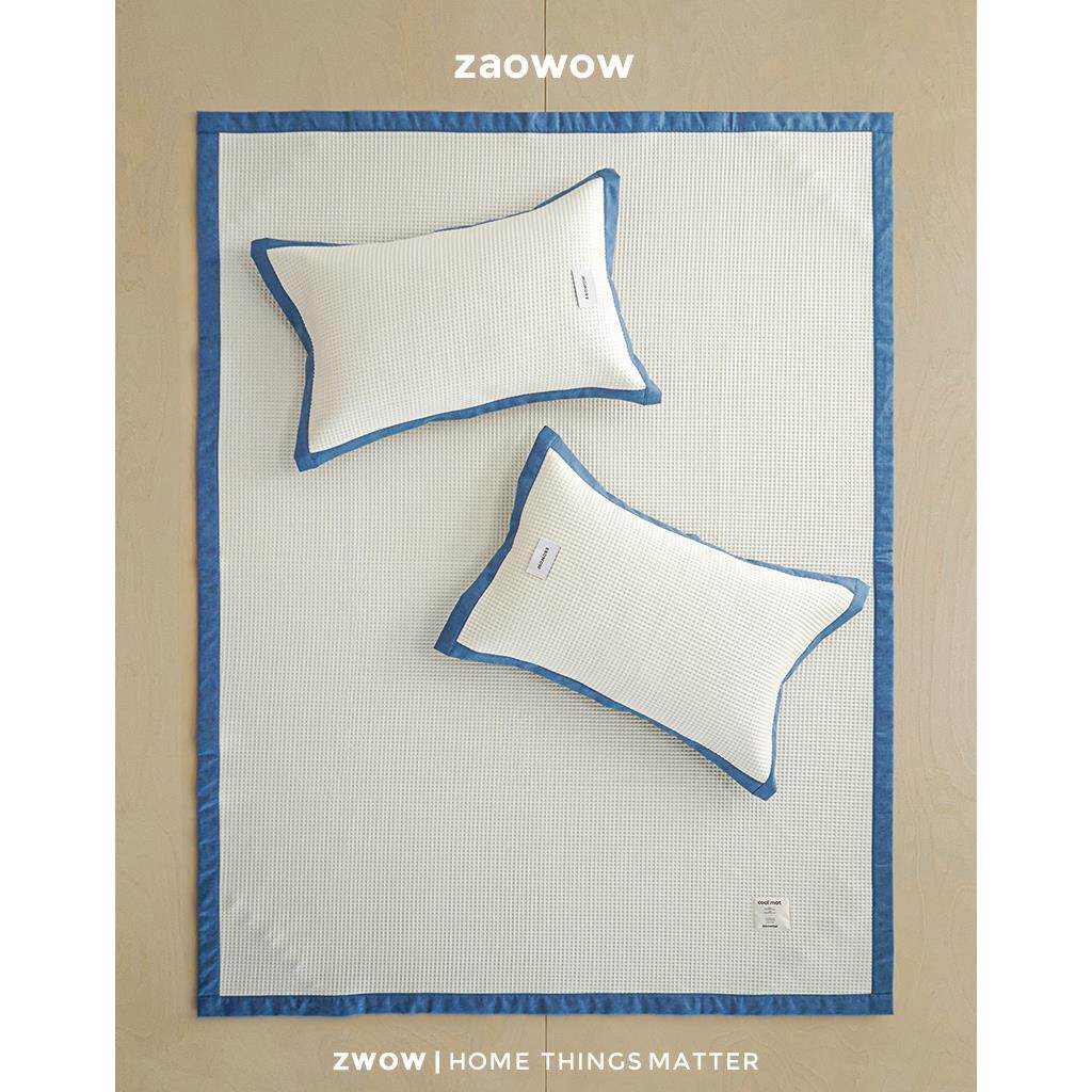 zw凉ow夏季米白华撞色夫格防滑软冰丝席床垫床席凉席垫三PUD件套