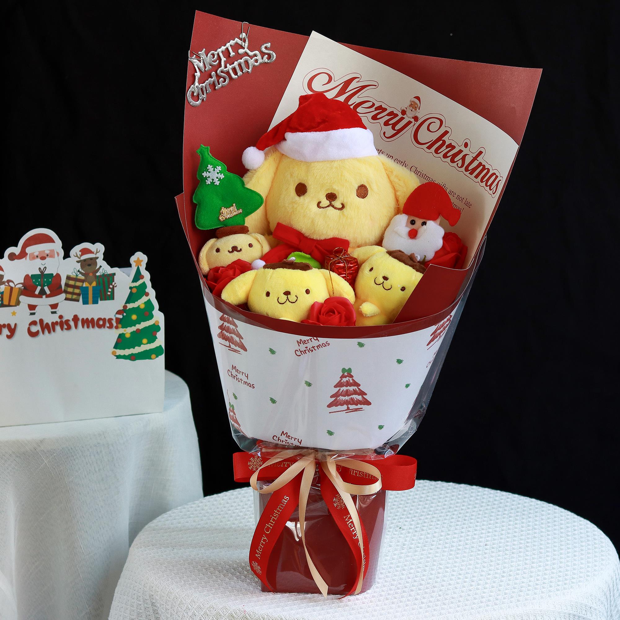 节卡091花通束毛绒小狗公仔花情侣学生日喜节日圣诞送女友同学惊