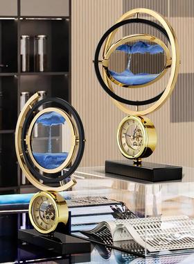 流沙画 画礼沙漏时钟摆件现轻奢创意书房客厅MS6779酒柜乔桌面装