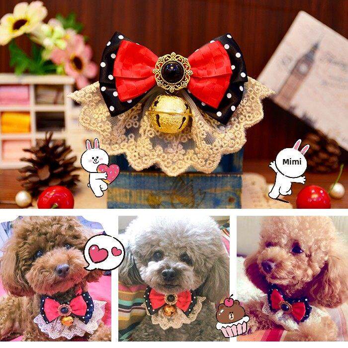 狗狗铃铛项圈小型犬宠物蝴蝶结蕾丝泰迪宠物领结可调节猫咪挂饰品