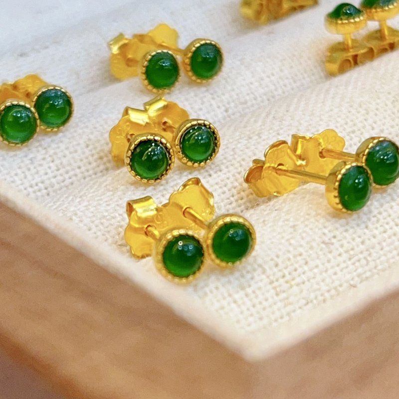 XBK耳钉翡翠电商绿饰品天然纯银