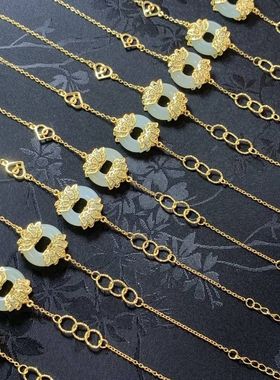 女款新款s925银镶和田玉平安环珐琅吊坠高端古法玉坠真品手链