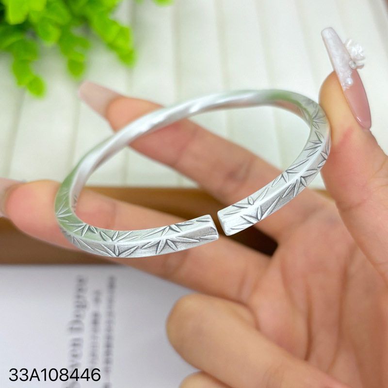 9999纯银手镯女莫比乌斯古法实心开口手环个性百搭手饰送女友礼物