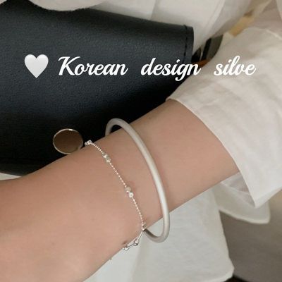 韩国2024新款极简设计饰品 S925纯银简约小方珠手链叠戴百搭女ins