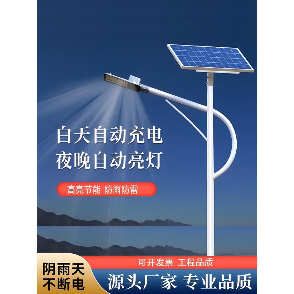 定制锂电池led太阳能路灯4m6米8米道路灯防水灯杆新农村院子户外
