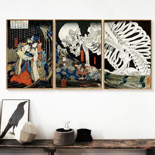 网红三联舍 相马古内里歌川国芳大川端耕作浮世绘装饰画客厅日式