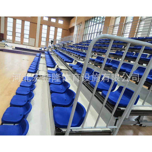 伸缩看台椅台式成品 移动看台中空吹塑座椅 学校操场移动看台厂家